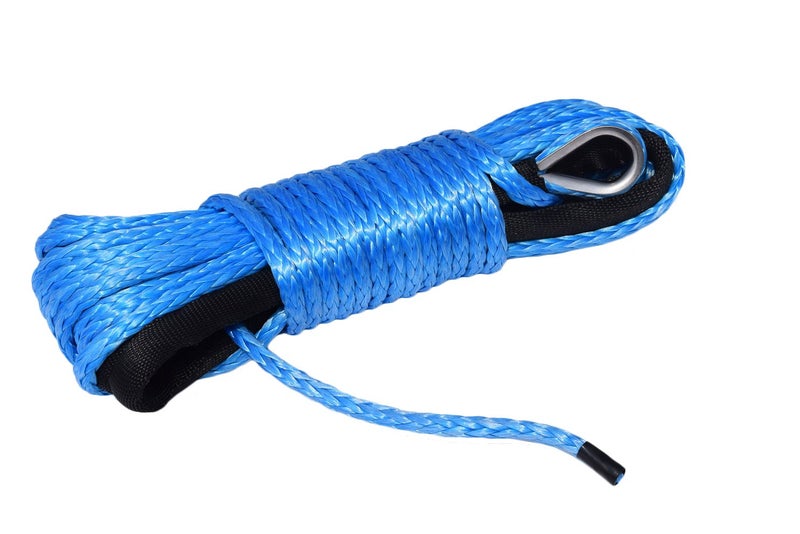 QIQU Blue 1/4""*50ft ATV Winch Line,Synthetic Rope for 4WD Parts,Off Road Rope,Synthetic Winch Cable (Blue) - Image 1